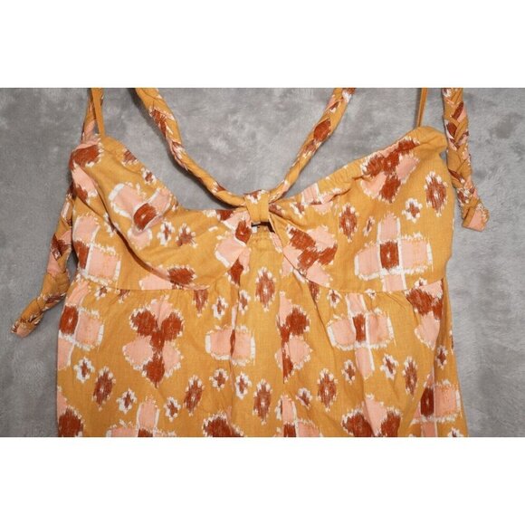 Aerie Women’s Boho Sundress | Floral Print Maxi Dress | Yellow & Orange | Size L - Picture 12 of 16